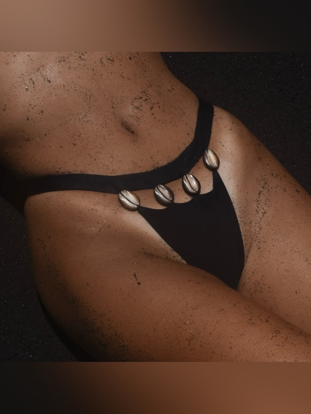 Island Swim Iwa Cowrie Shell Black Bikini Bottom NWT